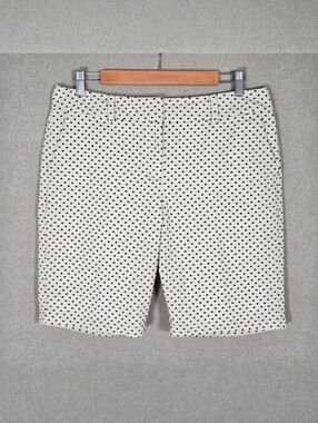 Ann Taylor Women's Curvy Polka Dot Bermuda Shorts Cream Black 6